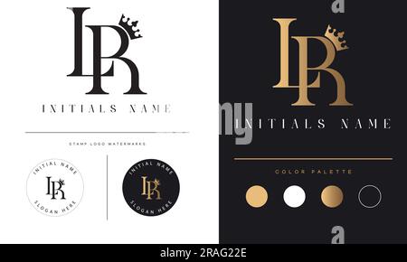 Luxury LR or RL Initial Monogram Text Letter Logo Design Stock Vector