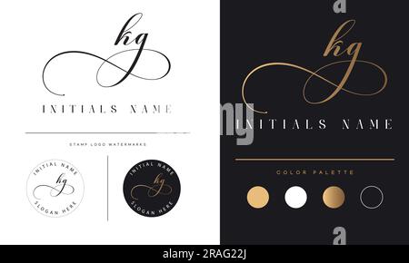 Luxury KG or GK Initial Monogram Text Letter Logo Design KG Signature Stock Vector