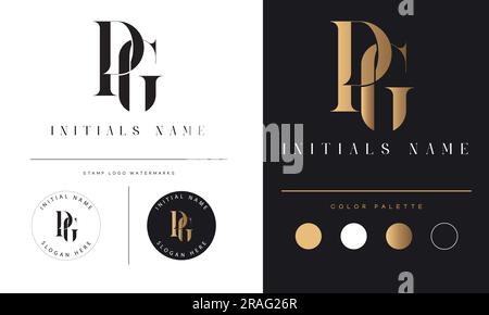 Luxury PG or GP Initial Monogram Text Letter Logo Design Stock Vector