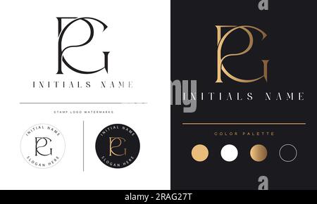 Luxury PG or GP Initial Monogram Text Letter Logo Design Stock Vector
