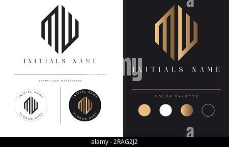 Luxury MW or WM Initial Monogram Text Letter Logo Design Stock Vector