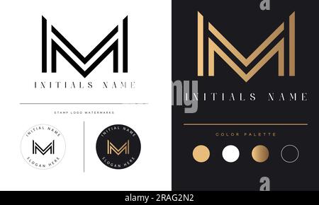 Luxury M Initial Monogram Text Letter Logo Design Stock Vector