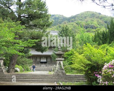 Cultural treasures of Japan and the temples of Japanese Zen Buddhism; view of the gardens and buildings of the Tokoji Temple complex near Hagi. Stock Photo