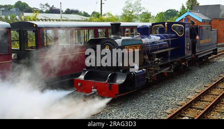 Blickling Hall Narrow Gauge Steam Train at Wroxham Station on the Bure Valley Railway Stock Photo