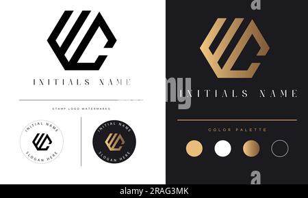 Luxury WC or CW Initial Monogram Text Letter Logo Design Stock Vector