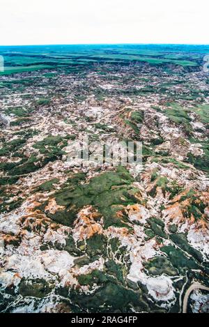 Aerial image of Dinosaur Provincial Park, Alberta, Canada Stock Photo