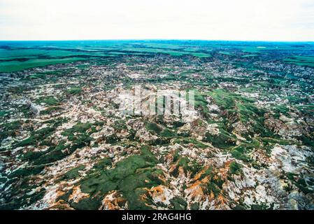 Aerial image of Dinosaur Provincial Park, Alberta, Canada Stock Photo