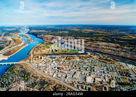 Aerial image of Fort McMurray, Alberta, Canada Stock Photo