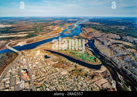 Aerial image of Fort McMurray, Alberta, Canada Stock Photo