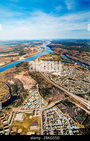 Aerial image of Fort McMurray, Alberta, Canada Stock Photo