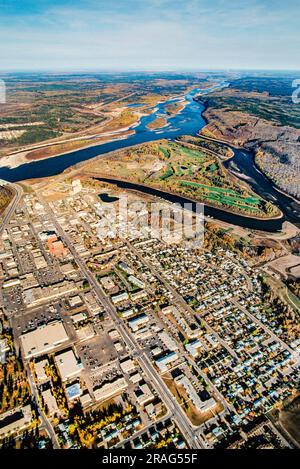 Aerial image of Fort McMurray, Alberta, Canada Stock Photo