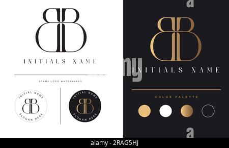 Luxury BB Initial Monogram Text Letter Logo Design Stock Vector
