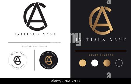 Luxury CA or AC Initial Monogram Text Letter Logo Design Stock Vector