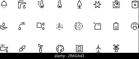 Energy and environment Icons Vector Line Series. Ecology and energy line art icon set. Stock Vector