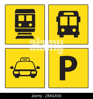 Yellow airport information signs on a white background Stock Vector