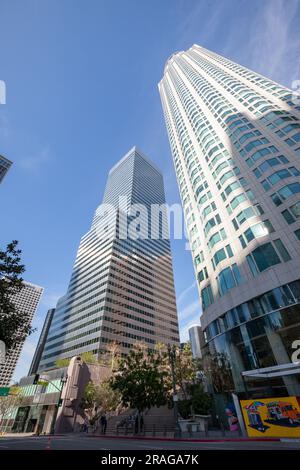 City National Plaza and the U.S. Bank Building in Downtown Los Angeles, CA, USA Stock Photo