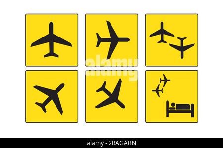 Yellow airport information signs on a white background Stock Vector