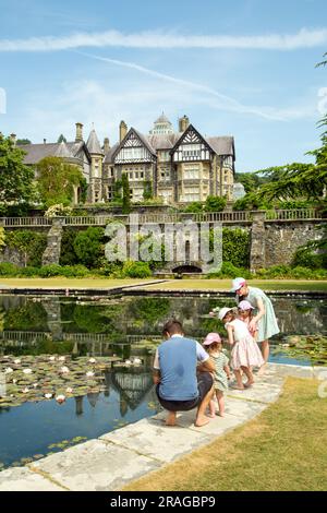 People enjoying the day out at at the National Trust Bodnant Gardens near Conway North Wales Stock Photo