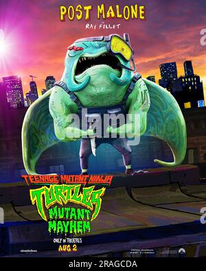 TEENAGE MUTANT NINJA TURTLES: MUTANT MAYHEM, character poster, Leonardo  (voice: Nicolas Cantu), 2023. © Paramount Pictures / Courtesy Everett  Collection Stock Photo - Alamy