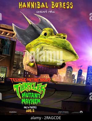 TEENAGE MUTANT NINJA TURTLES: MUTANT MAYHEM, US character poster, Genghis  Frog (voice: Hannibal Buress), 2023. © Paramount Pictures / Courtesy  Everett Collection Stock Photo - Alamy