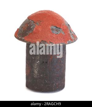 Rivet removed from the Golden Gate Bridge in San Francisco, CA during renovations performed in the '80s or '90s - orig. 'International Orange' paint Stock Photo