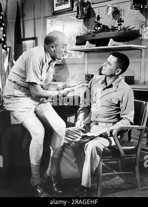 Fred Clark, Glenn Ford, on-set of the Film, 'Don’t Go Near The Water', MGM, 1957 Stock Photo