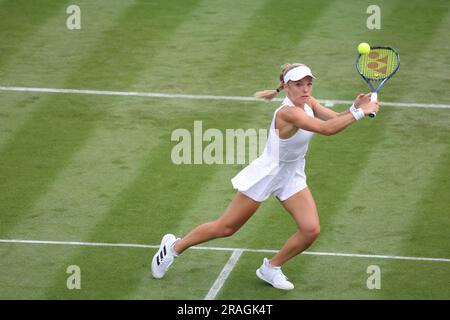 Wimbledon. Katie Swan of the, United States. 03rd July, 2023. in action during her first round match against Belinda Bencic of Switzerland during opening day at Wimbledon. Credit: Adam Stoltman/Alamy Live News Stock Photo