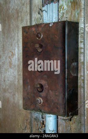 Bakelite elecrtic light switch, Topaz Community Hall, Topaz, Australia Stock Photo