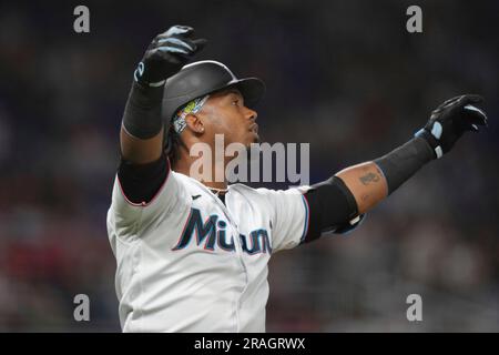 MIAMI, FL - MARCH 31: Miami Marlins third baseman Jean Segura (9