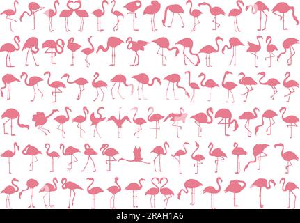Set of Pink Flamingo Stock Vector