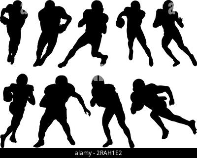 Set of American Football Player Silhouette Stock Vector