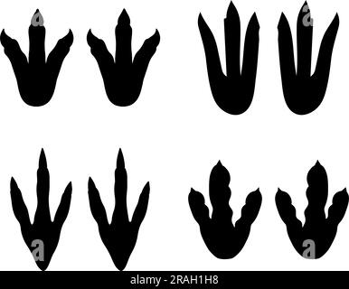Set of Dinosaur Footprint Silhouette Stock Vector
