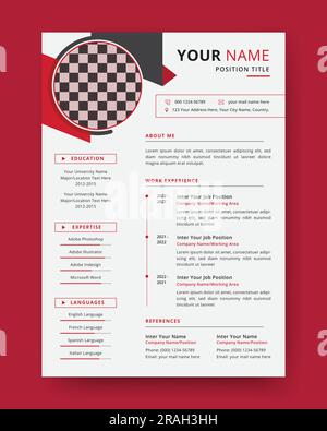 Creative and minimalist resume or cv template design with business jobs, cover letters, job applications and curriculum vitae template layout Stock Vector