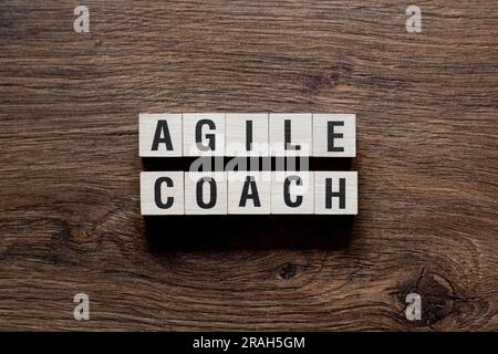 Agile coach - word concept on building blocks, text Stock Photo