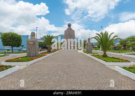Equatorial line building monument in Mitad del Mundo (Middle of the world), Quito, Ecuador. Stock Photo