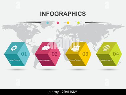 3D boxes infographic design template with shadow, stock vector Stock Vector