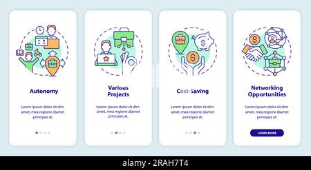 Being digital nomad pros onboarding mobile app screen Stock Vector