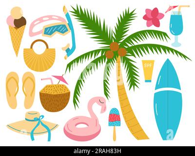 Different summer beach elements set Stock Vector