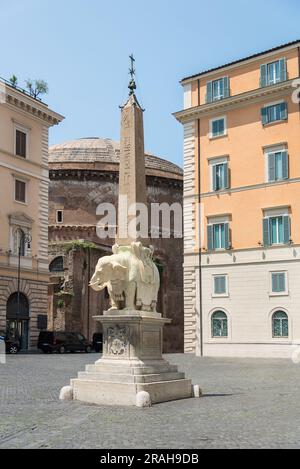 Bernini's Elephant or Minerva Obelisk stands in the middle of the Piazza della Minerva in Rome Stock Photo