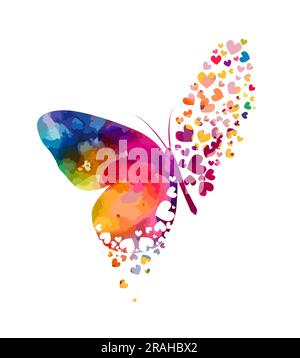 Abstraction beautiful butterflies colored from hearts. Vector illustration. Happy Valentine's Day. Vector illustration Stock Vector