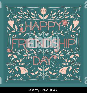 Happy Friendship Day Hand Lettering Vector Illustration. International Friendship Day. 30 July Celebration Typography Background design. Social media Stock Vector