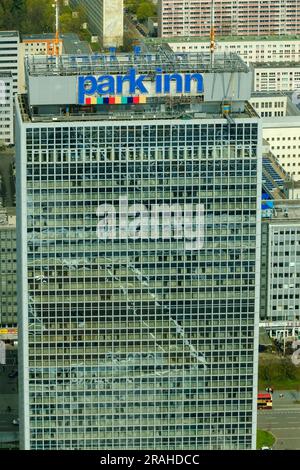 Berlin, Germany - April 19, 2023 : Aerial view of the luxury Park Inn Hotel in the center of Berlin Germany Stock Photo