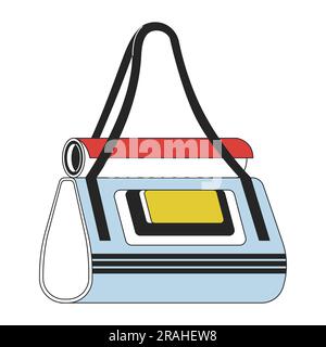 Fitness bag flat line color isolated vector object Stock Vector