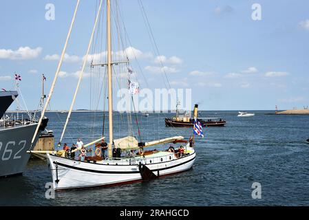 Den Helder, Netherlands. June 30, 2023. An old barge during naval days in Den Helder harbour. High quality photo Stock Photo