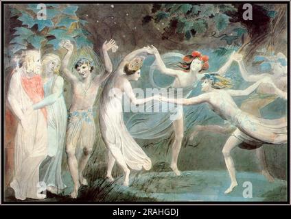 Oberon, Titania and Puck with Fairies Dancing 1786 by William Blake Stock Photo