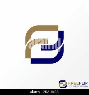 Logo design graphic concept creative abstract premium free vector stock letter FR or F font flip parallelogram. Related to initial typography monogram Stock Vector