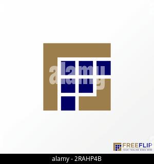Logo design graphic concept creative abstract premium free vector stock letter F or RF block font rectangular. Related to initial typography monogram Stock Vector