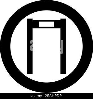 Metal detector arch airport frame control concept icon in circle round black color vector illustration image solid outline style simple Stock Vector