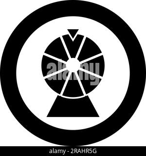 Fortune wheel drum lucky spin game casino gambling winner roulette icon in circle round black color vector illustration image solid outline style Stock Vector