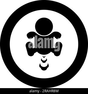 Child farts puffing icon in circle round black color vector illustration image solid outline style simple Stock Vector